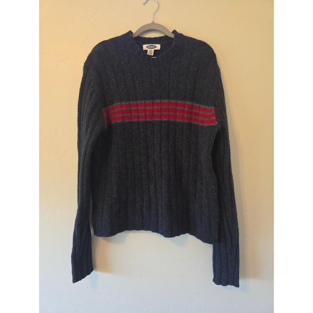 Vintage Old Navy 100% Lambswool Sweater Dark Academia Grunge Stripe Knit M/L